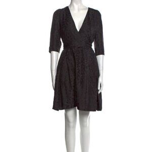See By Chloe Black Silk Sash-Tie Printed Dress